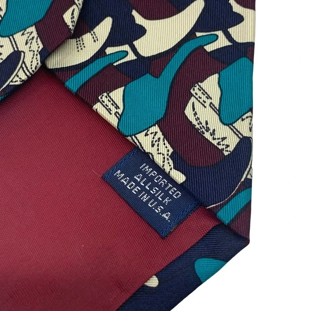 Barry Wells Boot Scoot Boogie‎ Men's Silk Tie Necktie Green Brown Cream Western